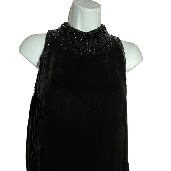 Badgley Mischka Black Velvet cocktail dress beaded size 10 NWT $595 - Picture 3 of 12